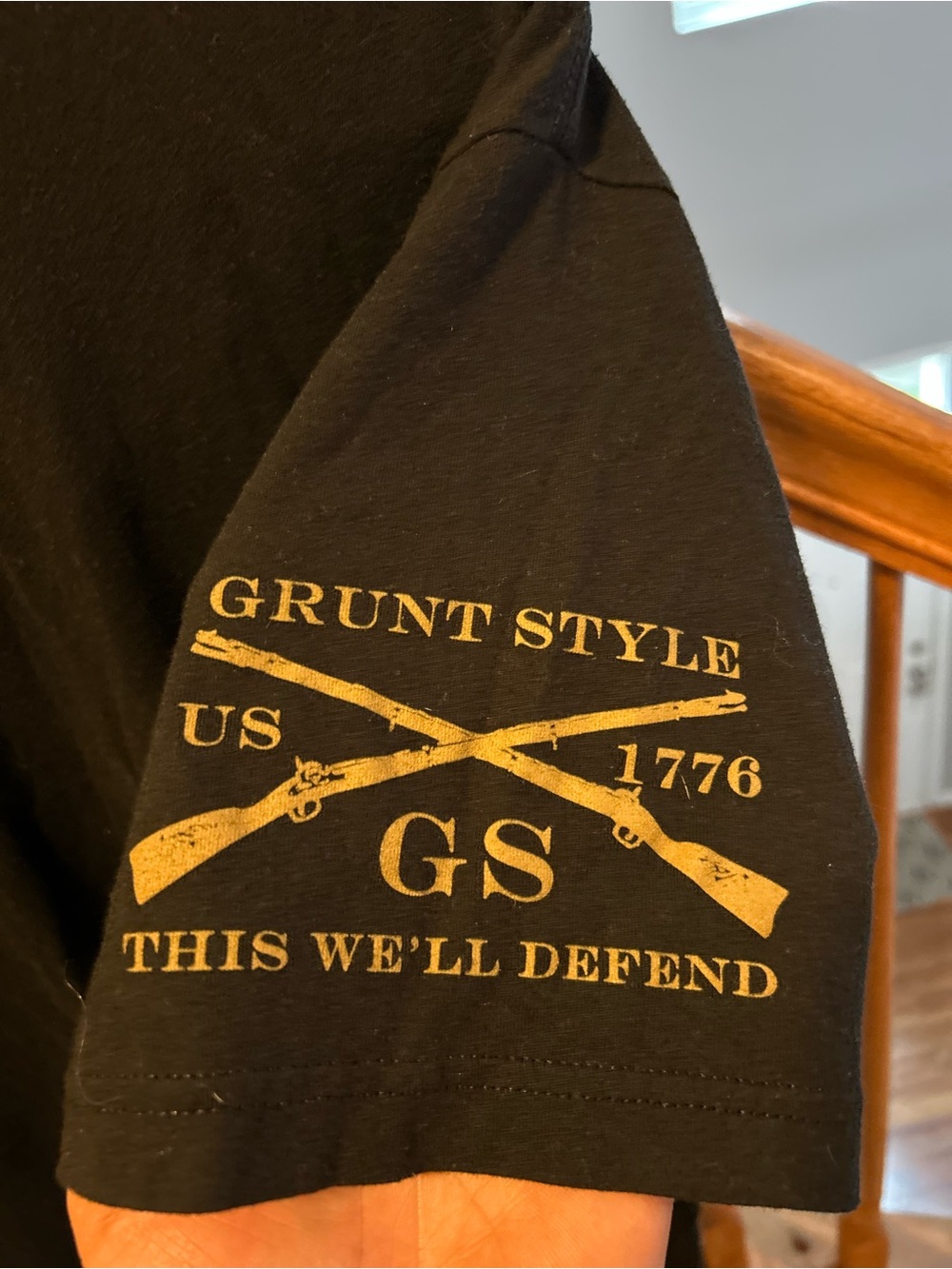Grunt Style Black Short-Sleeve Tee with Gold Sleeve Flag - Picture 4 of 4